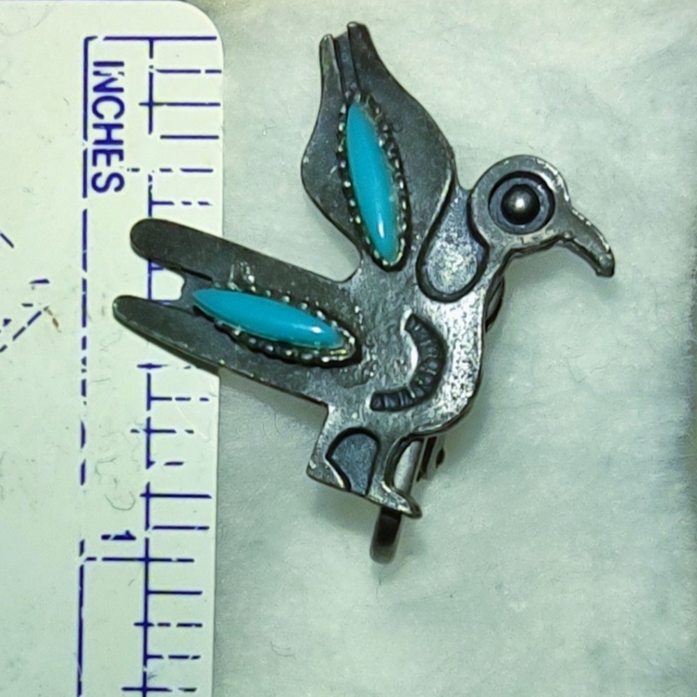 Vintage Native American Turquoise Bird Clip Earrings